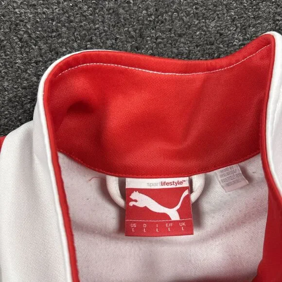 Puma Arsenal Track Jacket Men Red White Fly Emirates Soccer 2014-2015 Size Large - Picture 3 of 6